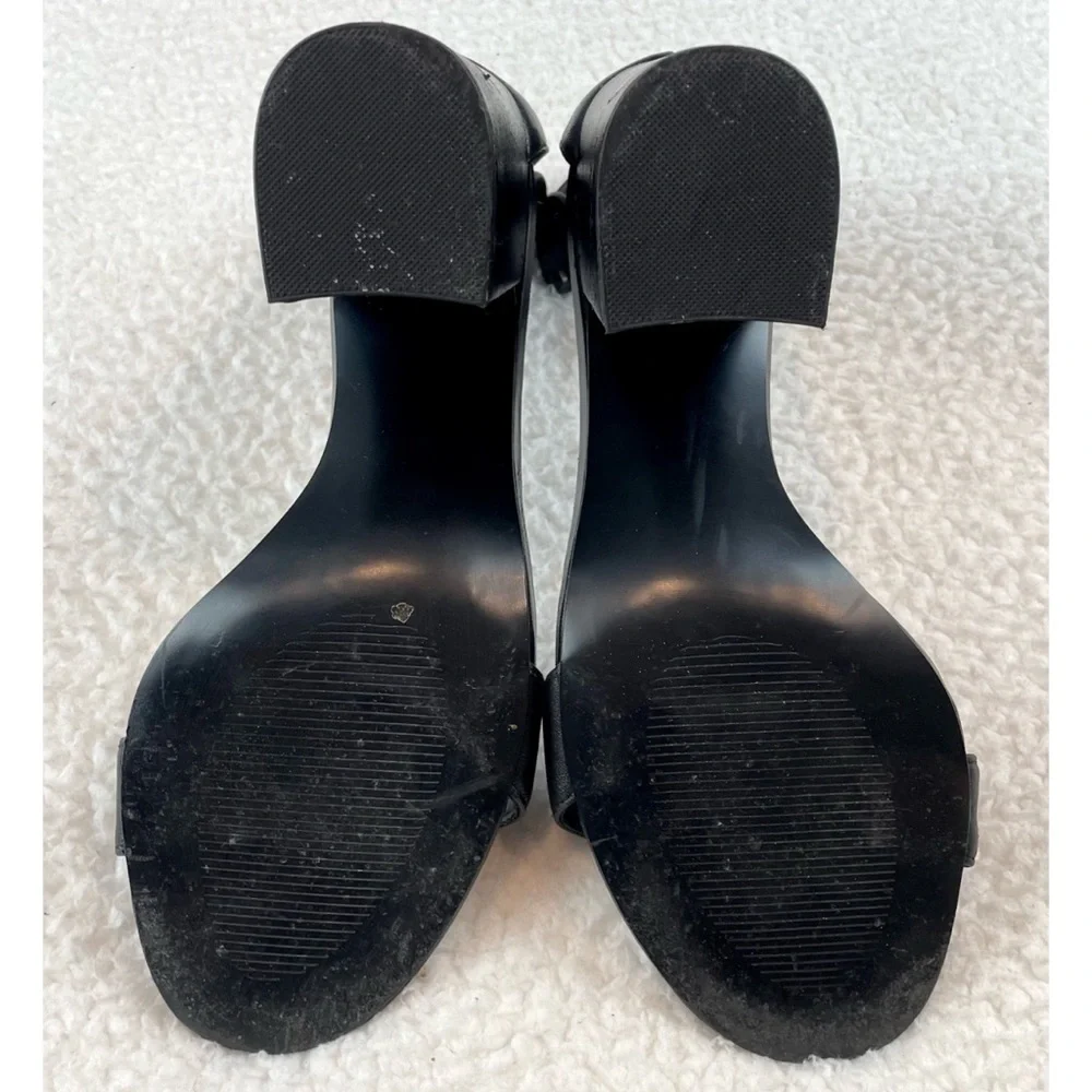 STEVE MADDEN • Friday Black Open-Toe Chunky Block Heeled Ankle Strap Sandals, 9 - Picture 9 of 16